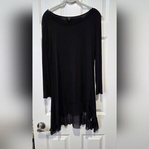 Elegant Black Women's Blouse w/ Sheer Bottom